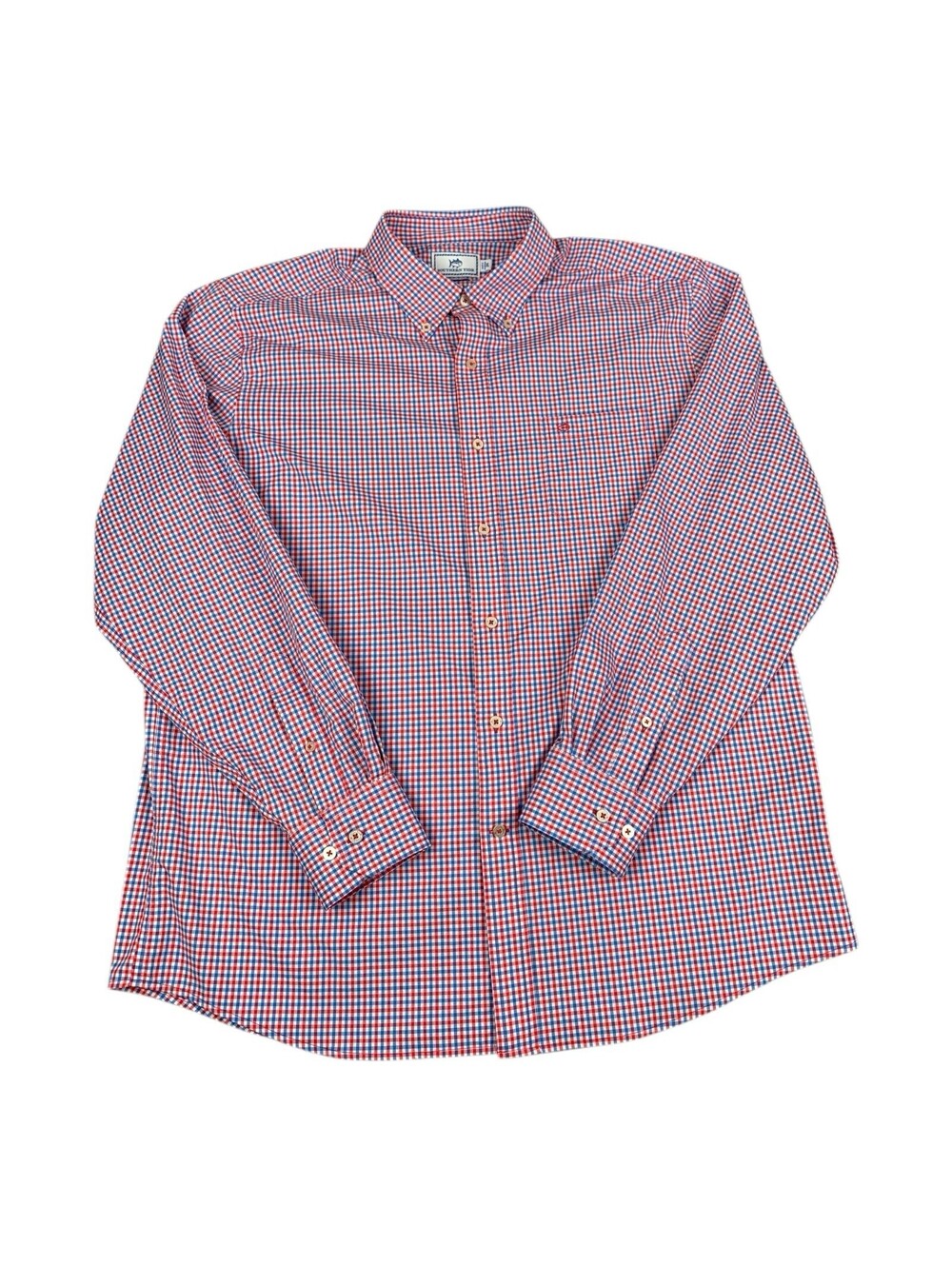 Southern Tide Intercostal Men's LS Button Down Shirt, Red White & Blue Check XL